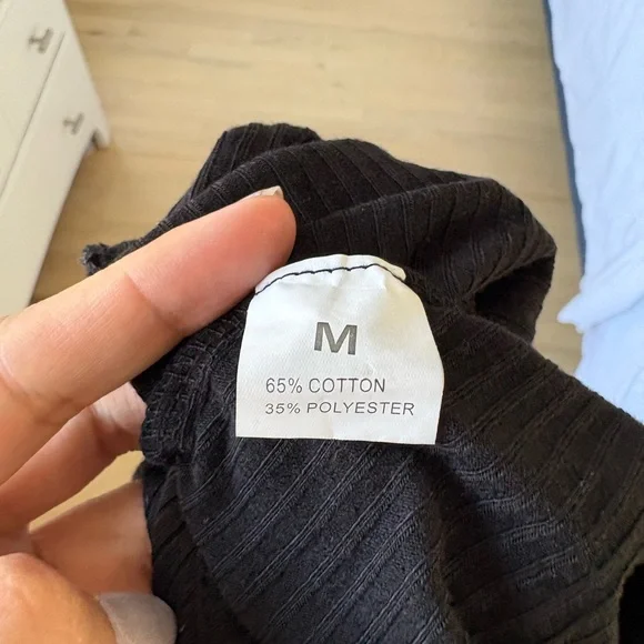 Black One-Shoulder Ribbed Top - Picture 5 of 5